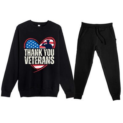 Thank You Veterans Day Memorial Day Partiotic Military Usa Premium Crewneck Sweatsuit Set