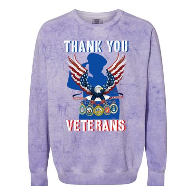 Thank You Veterans Combat Veteran Day American Flag Gift Colorblast Crewneck Sweatshirt