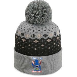 Thank You Veterans Combat Veteran Day American Flag Gift The Baniff Cuffed Pom Beanie