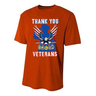 Thank You Veterans Combat Veteran Day American Flag Gift Performance Sprint T-Shirt