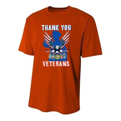 Thank You Veterans Combat Veteran Day American Flag Gift Youth Performance Sprint T-Shirt