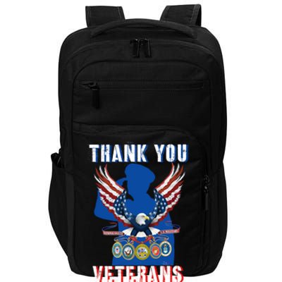 Thank You Veterans Combat Veteran Day American Flag Gift Impact Tech Backpack