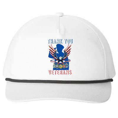 Thank You Veterans Combat Veteran Day American Flag Gift Snapback Five-Panel Rope Hat