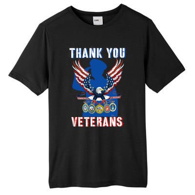 Thank You Veterans Combat Veteran Day American Flag Gift Tall Fusion ChromaSoft Performance T-Shirt