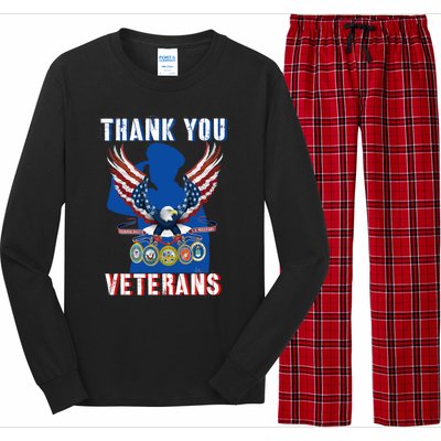 Thank You Veterans Combat Veteran Day American Flag Gift Long Sleeve Pajama Set