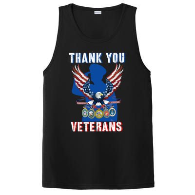 Thank You Veterans Combat Veteran Day American Flag Gift PosiCharge Competitor Tank