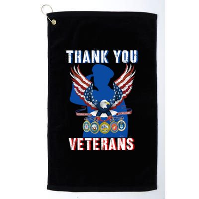 Thank You Veterans Combat Veteran Day American Flag Gift Platinum Collection Golf Towel