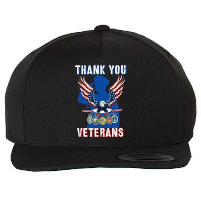 Thank You Veterans Combat Veteran Day American Flag Gift Wool Snapback Cap