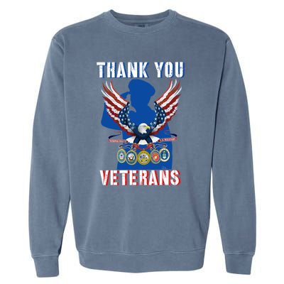 Thank You Veterans Combat Veteran Day American Flag Gift Garment-Dyed Sweatshirt