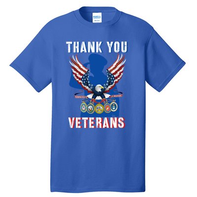 Thank You Veterans Combat Veteran Day American Flag Gift Tall T-Shirt