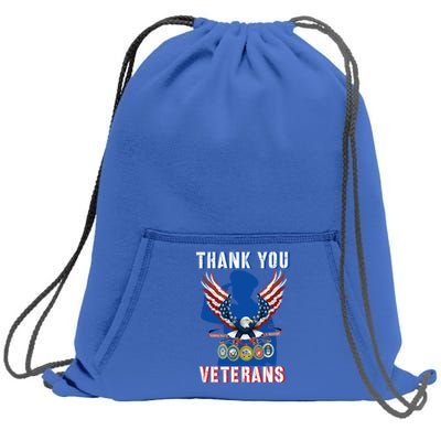 Thank You Veterans Combat Veteran Day American Flag Gift Sweatshirt Cinch Pack Bag