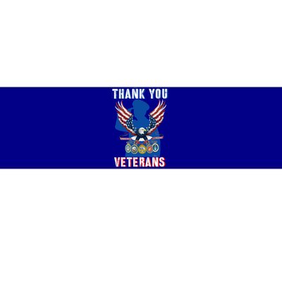 Thank You Veterans Combat Veteran Day American Flag Gift Bumper Sticker