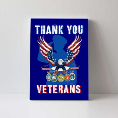 Thank You Veterans Combat Veteran Day American Flag Gift Canvas