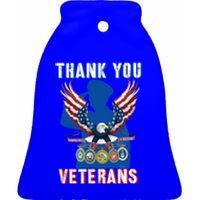 Thank You Veterans Combat Veteran Day American Flag Gift Ceramic Bell Ornament