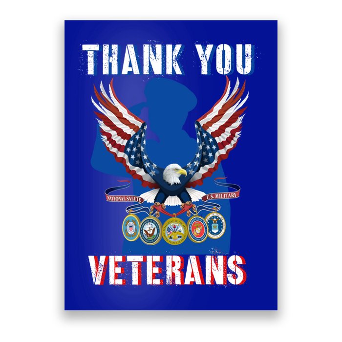 Thank You Veterans Combat Veteran Day American Flag Gift Poster