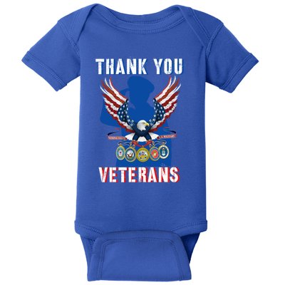 Thank You Veterans Combat Veteran Day American Flag Gift Baby Bodysuit