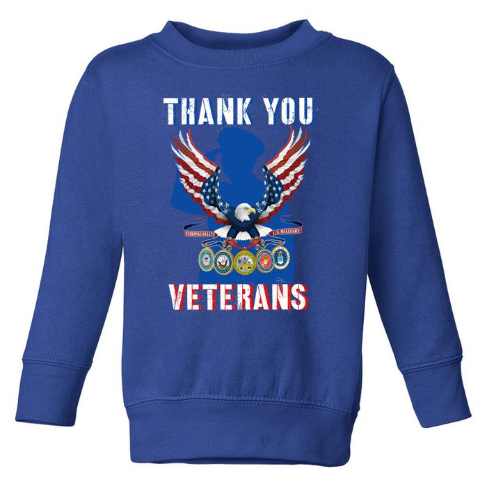 Thank You Veterans Combat Veteran Day American Flag Gift Toddler Sweatshirt