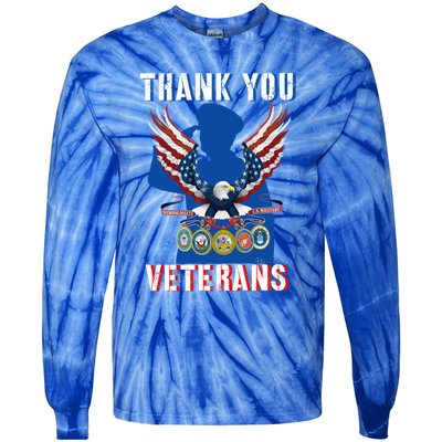 Thank You Veterans Combat Veteran Day American Flag Gift Tie-Dye Long Sleeve Shirt