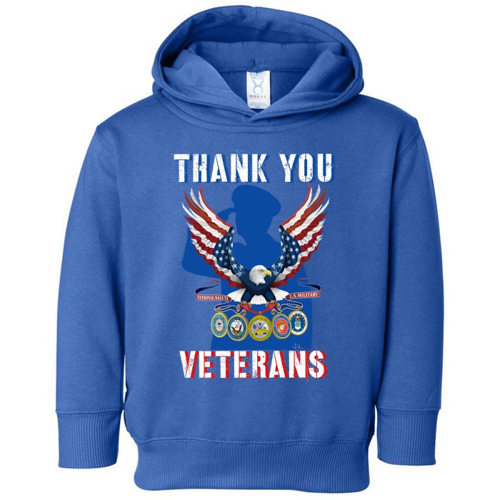 Thank You Veterans Combat Veteran Day American Flag Gift Toddler Hoodie