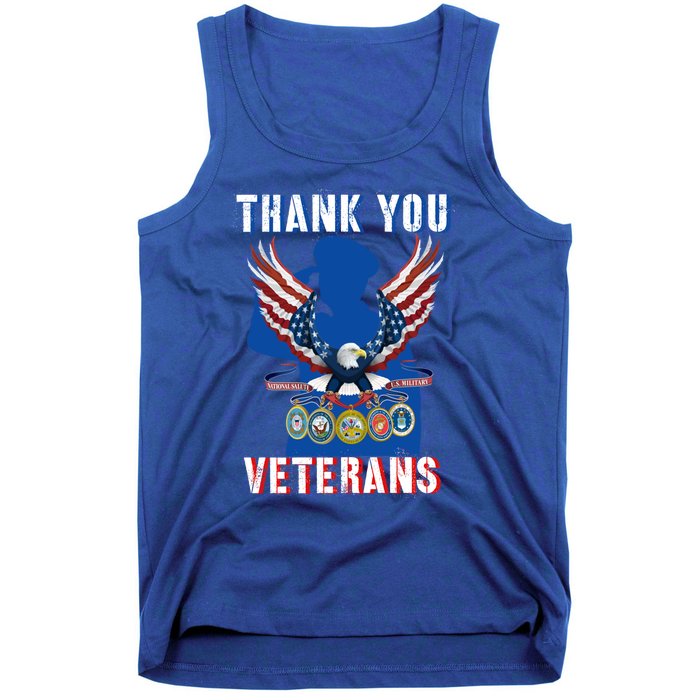 Thank You Veterans Combat Veteran Day American Flag Gift Tank Top