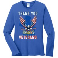 Thank You Veterans Combat Veteran Day American Flag Gift Ladies Long Sleeve Shirt