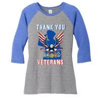 Thank You Veterans Combat Veteran Day American Flag Gift Women's Tri-Blend 3/4-Sleeve Raglan Shirt