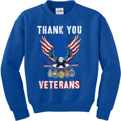 Thank You Veterans Combat Veteran Day American Flag Gift Kids Sweatshirt