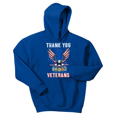 Thank You Veterans Combat Veteran Day American Flag Gift Kids Hoodie