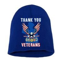 Thank You Veterans Combat Veteran Day American Flag Gift Short Acrylic Beanie