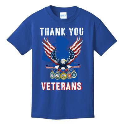 Thank You Veterans Combat Veteran Day American Flag Gift Kids T-Shirt