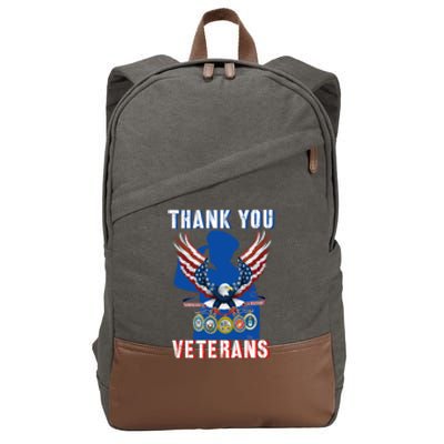 Thank You Veterans Combat Veteran Day American Flag Gift Cotton Canvas Backpack