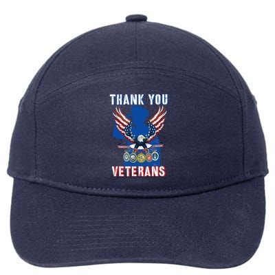 Thank You Veterans Combat Veteran Day American Flag Gift 7-Panel Snapback Hat