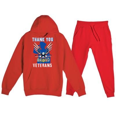 Thank You Veterans Combat Veteran Day American Flag Gift Premium Hooded Sweatsuit Set