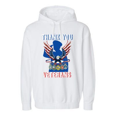 Thank You Veterans Combat Veteran Day American Flag Gift Garment-Dyed Fleece Hoodie