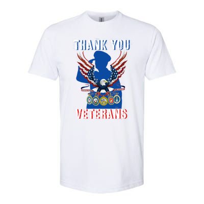 Thank You Veterans Combat Veteran Day American Flag Gift Softstyle CVC T-Shirt