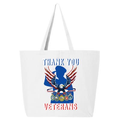 Thank You Veterans Combat Veteran Day American Flag Gift 25L Jumbo Tote