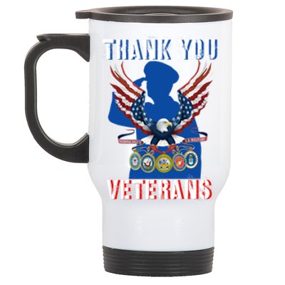 Thank You Veterans Combat Veteran Day American Flag Gift Stainless Steel Travel Mug