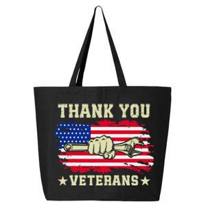 Thank You Veterans Day Patriotic Mechanic American Flag 25L Jumbo Tote