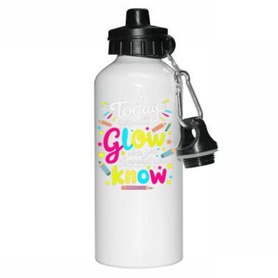 Today You Will Glow When You Show What You Know Test Teacher Aluminum Water Bottle