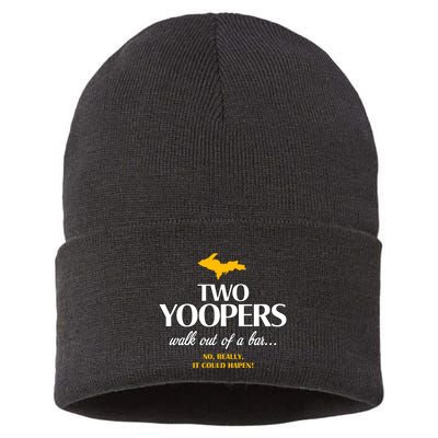 Two Yoopers Walk Out Of A Bar No Really It Could Happen Sustainable Knit Beanie