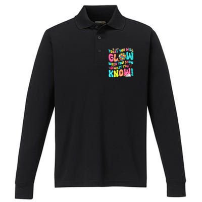 Today You Will Glow When You Show What You Know Performance Long Sleeve Polo