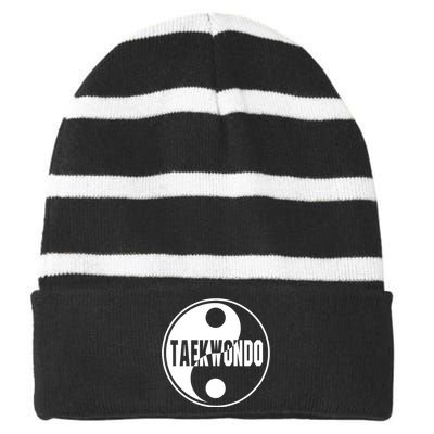 Taekwondo Yin Yang Tae Kwon Do Duality Striped Beanie with Solid Band