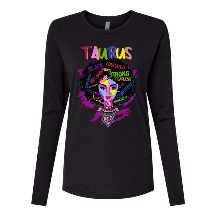 Taurus Zodiac Afro Black Wo April May Melanin Birthday Womens Cotton Relaxed Long Sleeve T-Shirt