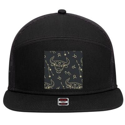 Taurus Zodiac Astrology 7 Panel Mesh Trucker Snapback Hat