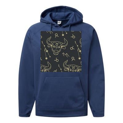 Taurus Zodiac Astrology Performance Fleece Hoodie