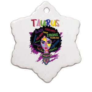 Taurus Zodiac Afro Black Women April May Melanin Birthday Ceramic Star Ornament