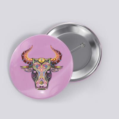 Taurus Zodiac Birthday Cow Bull Floral Farmer Tee Button