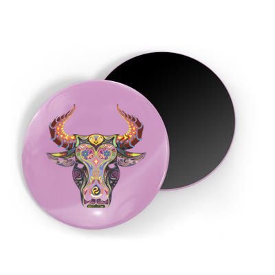 Taurus Zodiac Birthday Cow Bull Floral Farmer Tee Magnet