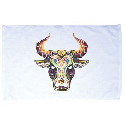 Taurus Zodiac Birthday Cow Bull Floral Farmer Tee Microfiber Hand Towel