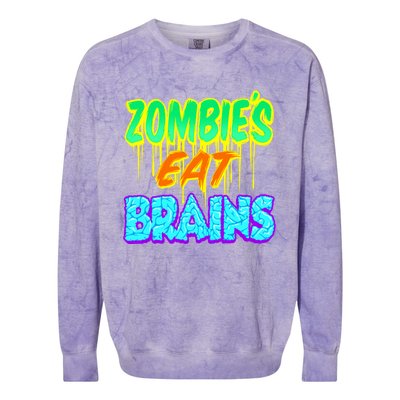 Trendy Zombies Eat Brains Halloween Gift Colorblast Crewneck Sweatshirt